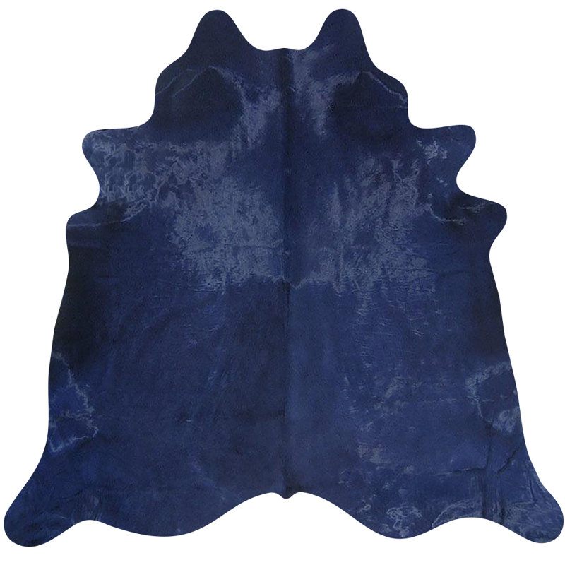 Tapis en cuir de vache bleu marine Goodrum