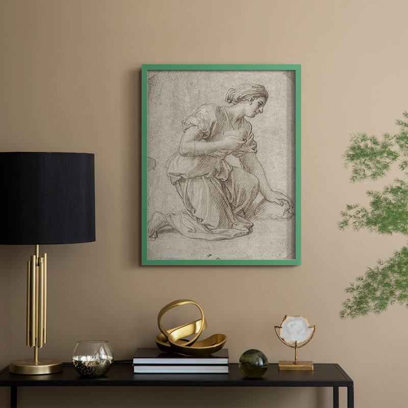 Reproduction encadrée rétro en bois massif Lxxxi, H 21 po x l 17 po, Vert