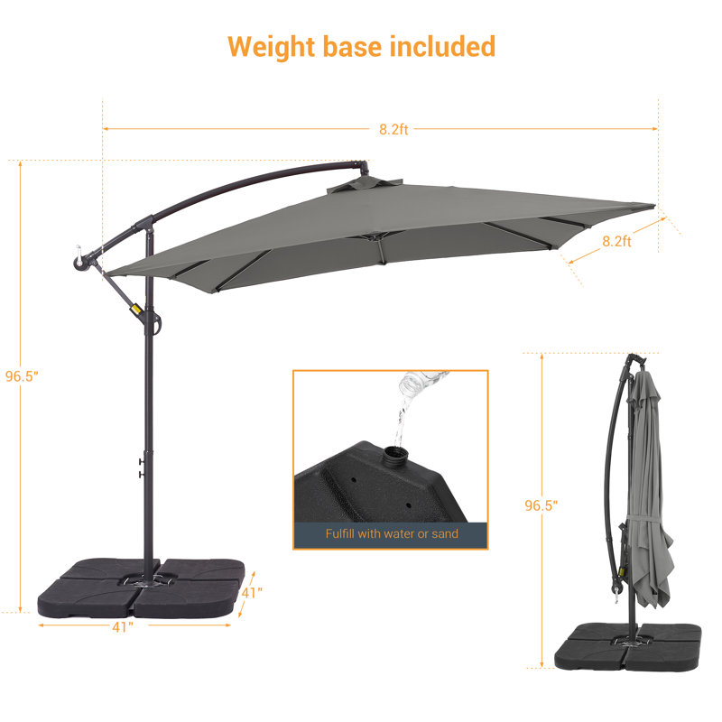  Parasol carré 98,4 po, Gris