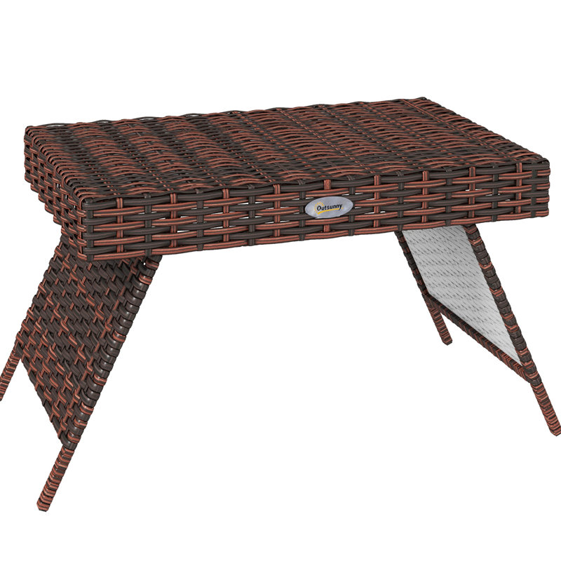 Folding Rattan Side Table, Outdoor End Table, Coffee Table
