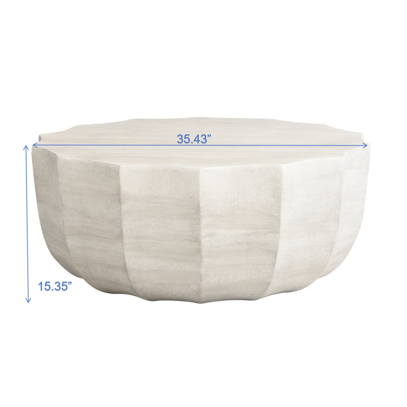 Table basse imperméable 35,43 po pour l'extérieur et l'intérieur, conception durable en ciment MgO, convient aux terrasses, jardins, arrière-cours et salons, blanc cassé