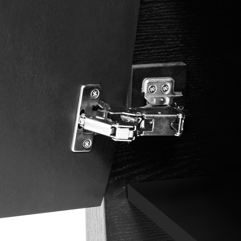 Armoire à quatre portes avec placage en frêne et tablettes pratiques, Noir