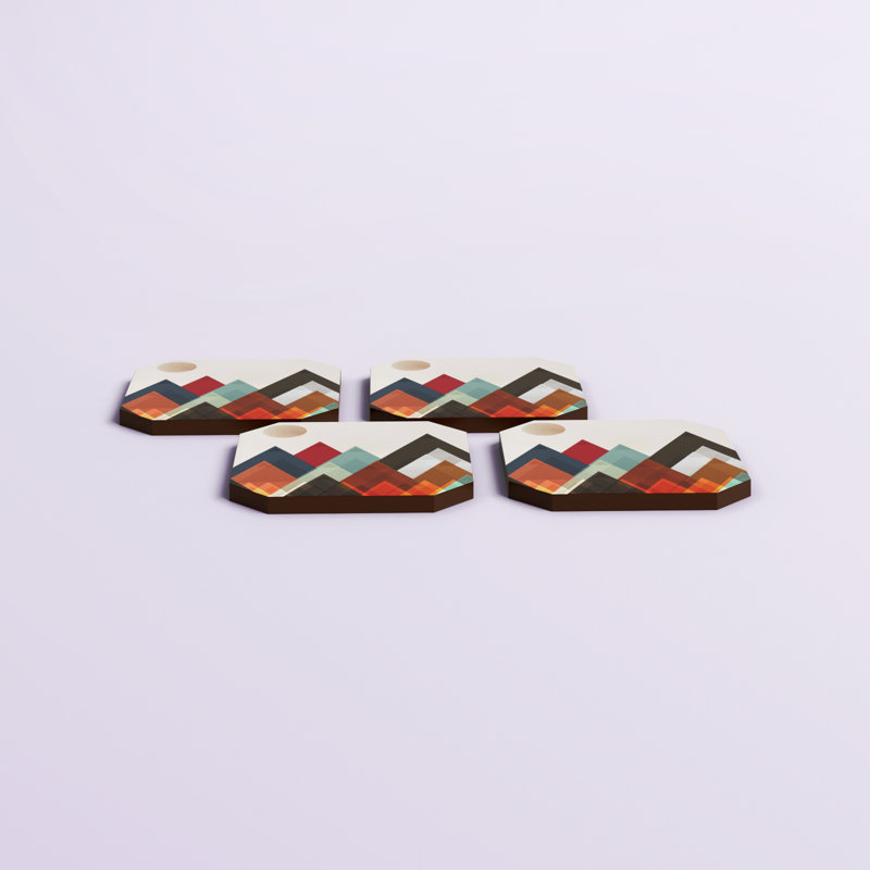 Wood 4 Piece Coaster Set