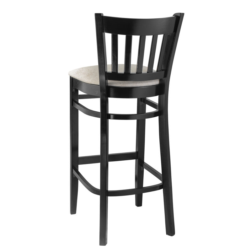 Lismore Upholstered Counter Stool with Solid Wood Frame, Black
