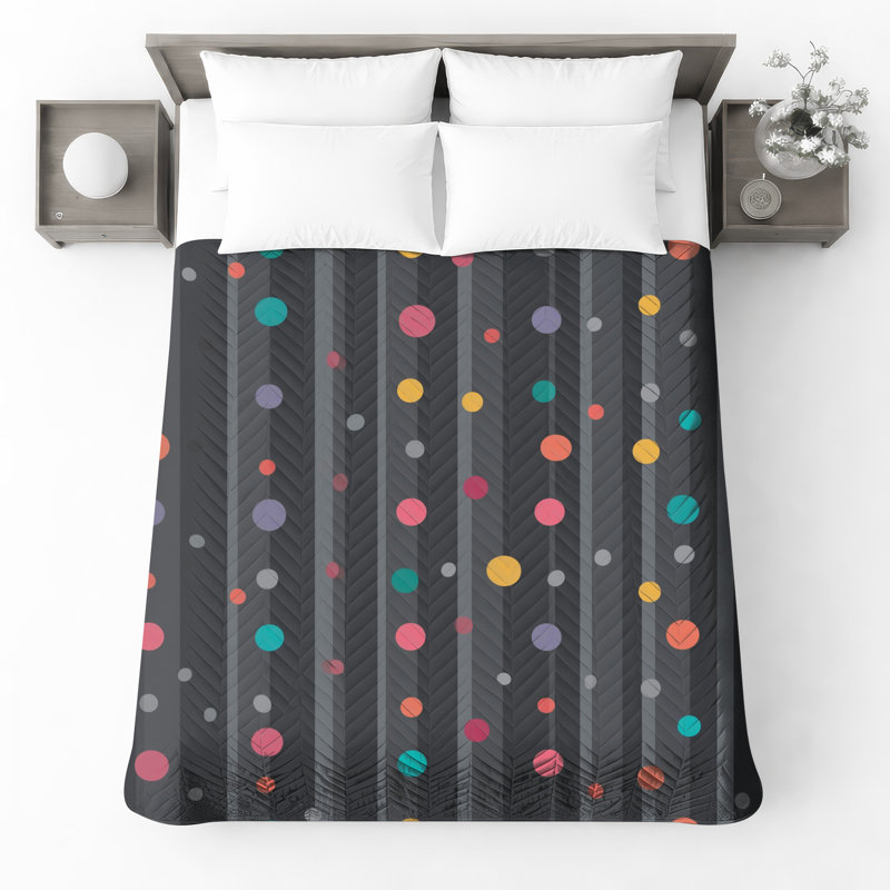 Colourful Dotted Stripes Quilted Bedspread All Sizes, King