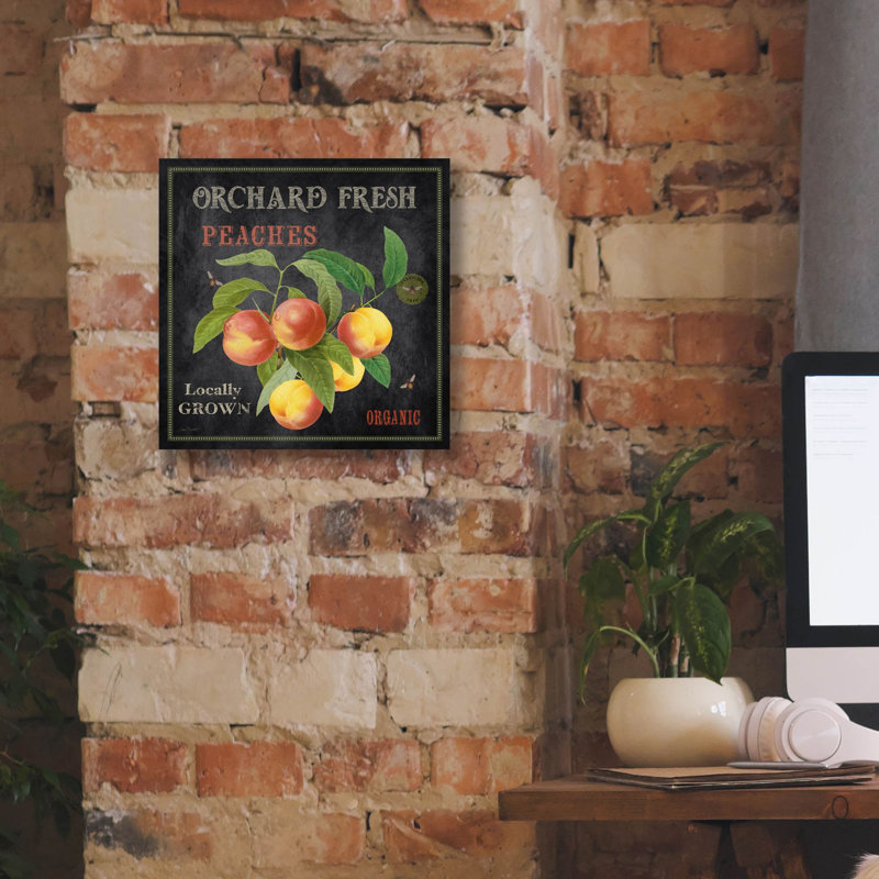«Orchard Fresh Peaches» par Jean Plout, art mural sur toile, 12 po x 12 po, 12 po x 12 po