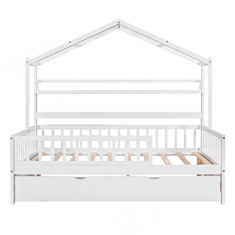 Lit en bois avec lit gigogne simple, Lit double