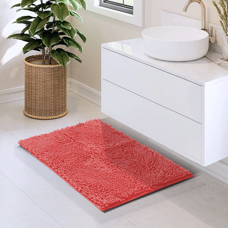Tapis pour salle de bain en chenille ultra absorbant Kalyce, L 17 po x L 24 po, Rose