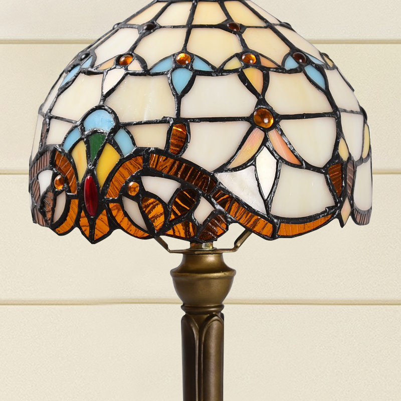 Lampe de table en bronze antique de 14,6 po Steelman avec 1 ampoule DEL, Beige / jaune