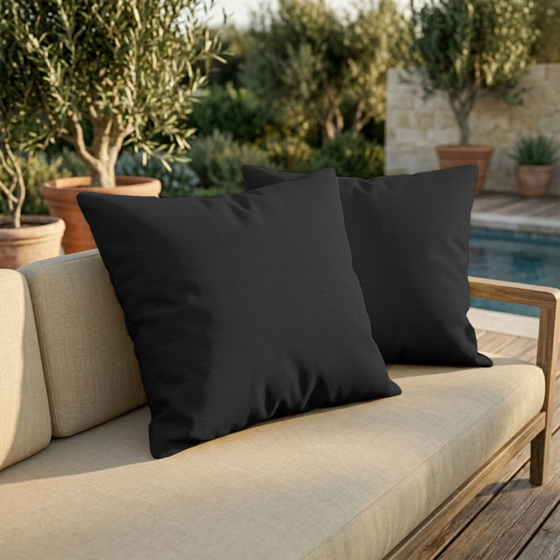 Housse de coussin d'extérieur carrée Sunbrella, H 16 po x l 16 po, Noir