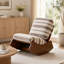 Chaise berçante confortable avec revêtement en tissu et structure en bois massif pour le salon et la chambre
