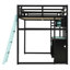 Lit mezzanine en bois pleine grandeur avec bureau, tablettes, lumières DEL, ports USB et panneau perforé personnalisable pour une organisation ultime-2065572825