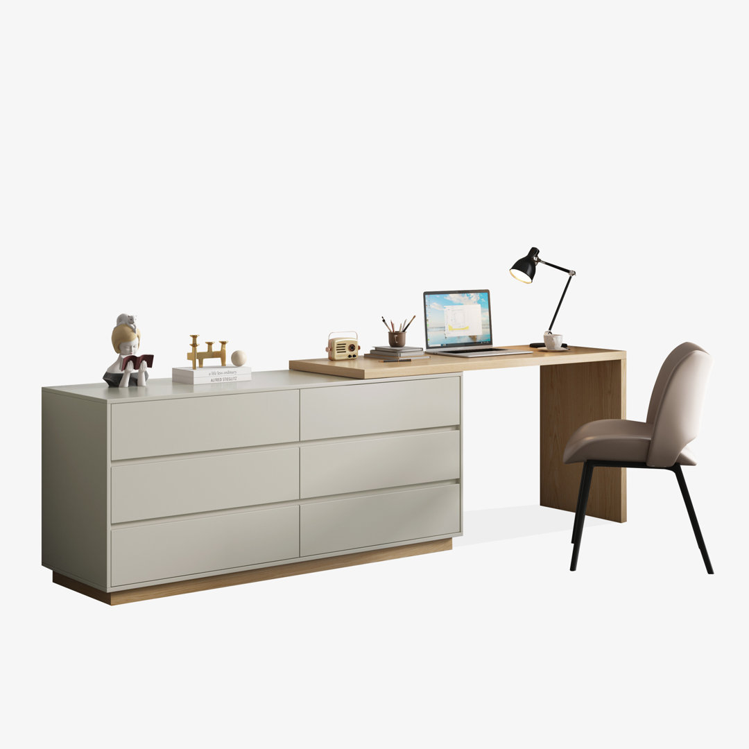 Jahcari Reversible Industrial Wood Executive Workstation Corner Home Office Table Hokku Designs