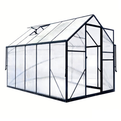 6x10 Ft Growhaus Greenhouse For Outdoors, Polycarbonate Green House With Rain Gutter And Adjustable Roof Vent, Aluminum Large Walk-in Greenhouse With Quick Setup Structure For Garden Backyard Outside Patio
