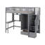 Lit mezzanine simple avec bibliothèque, bureau, tiroirs et garde-robe