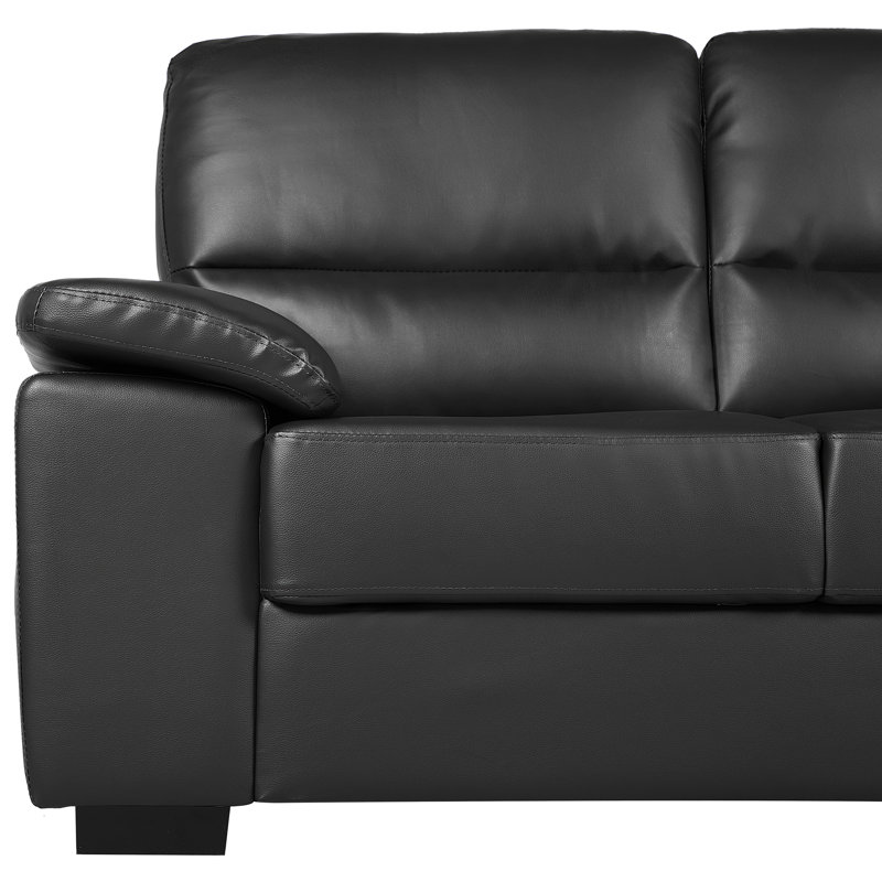 2 Seater Faux Leather Loveseat, Black