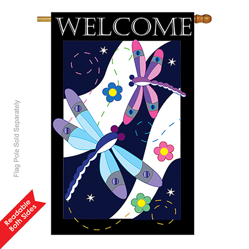 Drapeau intérieur en polyester 40 x 28 po Ottowa Dragonfly Heaven
