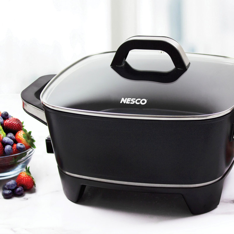 Nesco Black 12-Inch Electric Skillet with Glass Lid