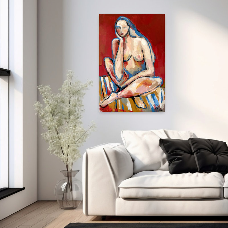 Art contemporain contemporain abstrait, H 36 po x l 24 po