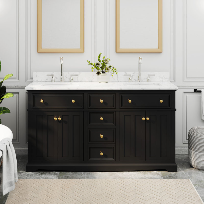 Tapis de salle de bain double 60 po Barnink, Noir