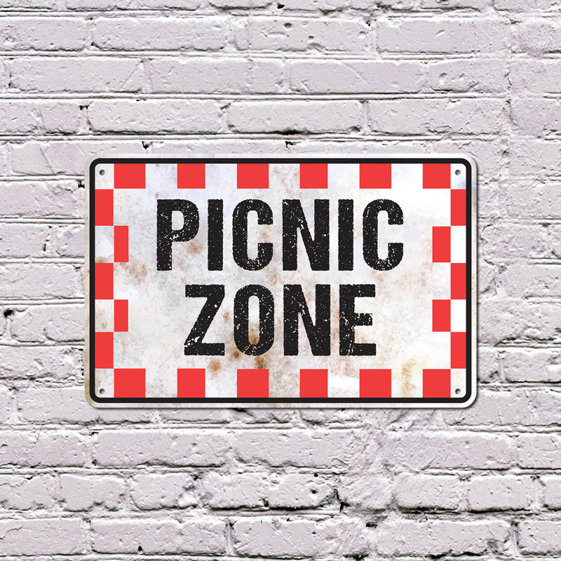 Enseigne en plastique 10 po x 14 po Picnic Zone, H 10 po x l 14 po x P 0,1 po