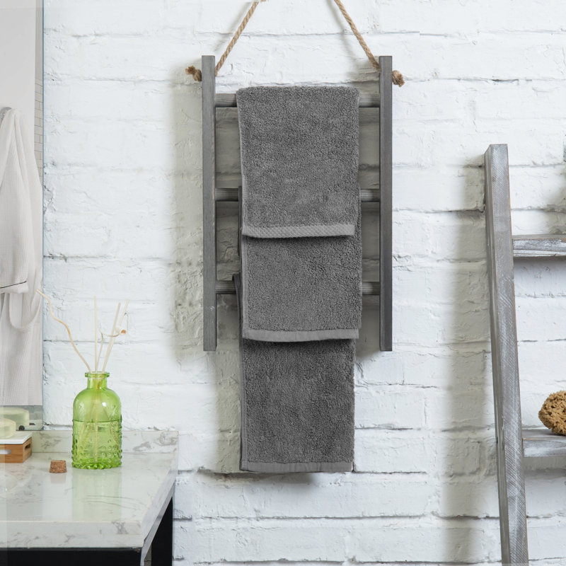 26.7cm Wood 3 - Bar Hanging Hand Towel Bar, Grey