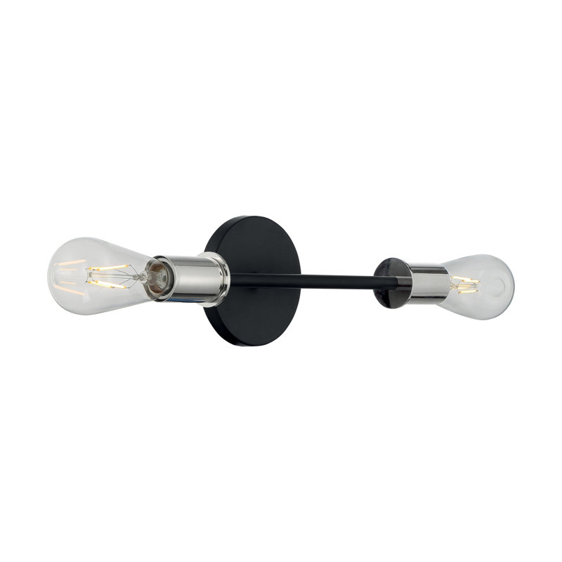 Éclairage pour salle de bain à intensité variable 2 lumières Avriana, Noir / nickel poli