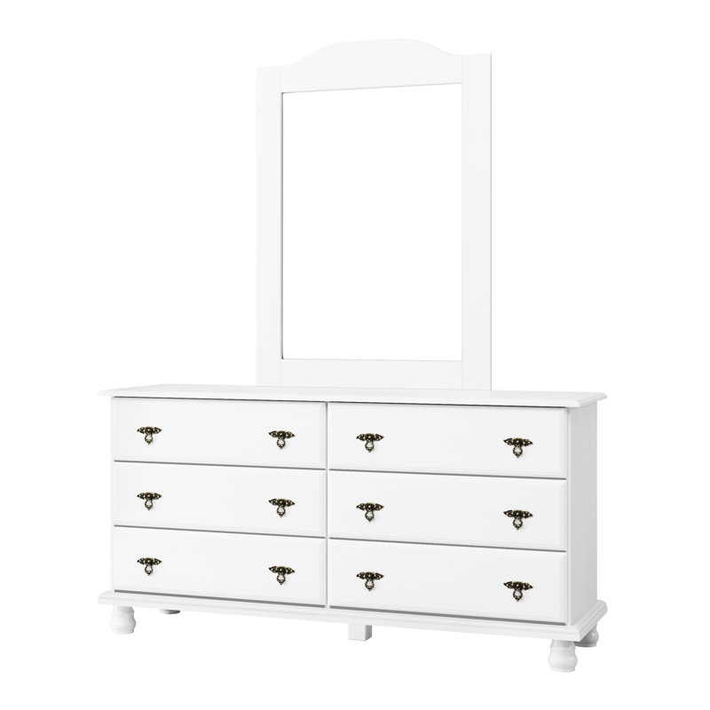 Keithsburg 100% Solid Wood Kyle 6-Drawer Double Dresser, White
