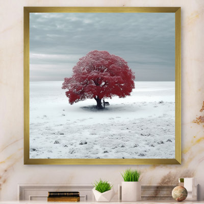 Arbre rouge dans la neige II - impression