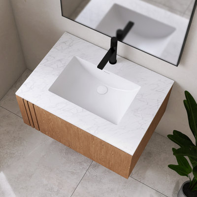 Lavabo rectangulaire encastré en acrylique de 79 cm (31 po) avec trop-plein