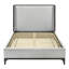Upholstered Wing Back Design Bed Gray Wooden Trim Premium Fabric Bedroom Furniture-2001783601