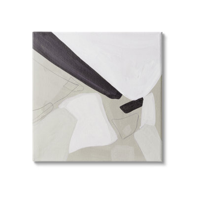 Abstrait, formes neutres, noir, brun clair, salon moderne, art mural sur toile tendue XL par Melissa Wang