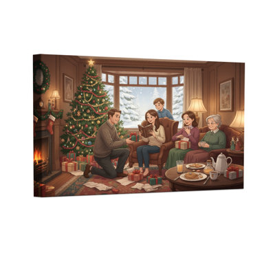 «Christmas Family Christmas Gathering», ensemble de 3 reproductions d'art sur toile
