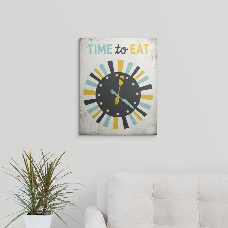 «Brodin Retro Diner Time to Eat Horloge» par Michael Mullan, impression, Cadre noir, H 23 po x l 20 po x P 1 po