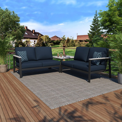 Townsend 3 Piece Sectional Seating Group With Sunbrella Cushions