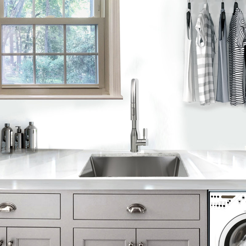 23" Undermount Small Radius Stainless Steel Laundry/Utility Sink