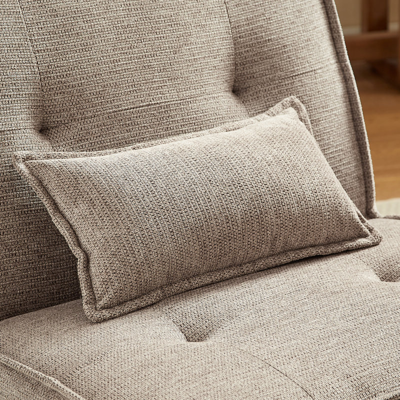 Drayk 90''W 3-Piece Upholstered Modular Sofa With Solid Wood Base and Pillows, Brown Polyester