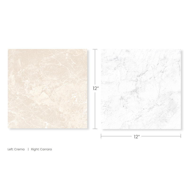 Ravenna Checkerboard 12X12 Wall and Floor Tile, White/Beige