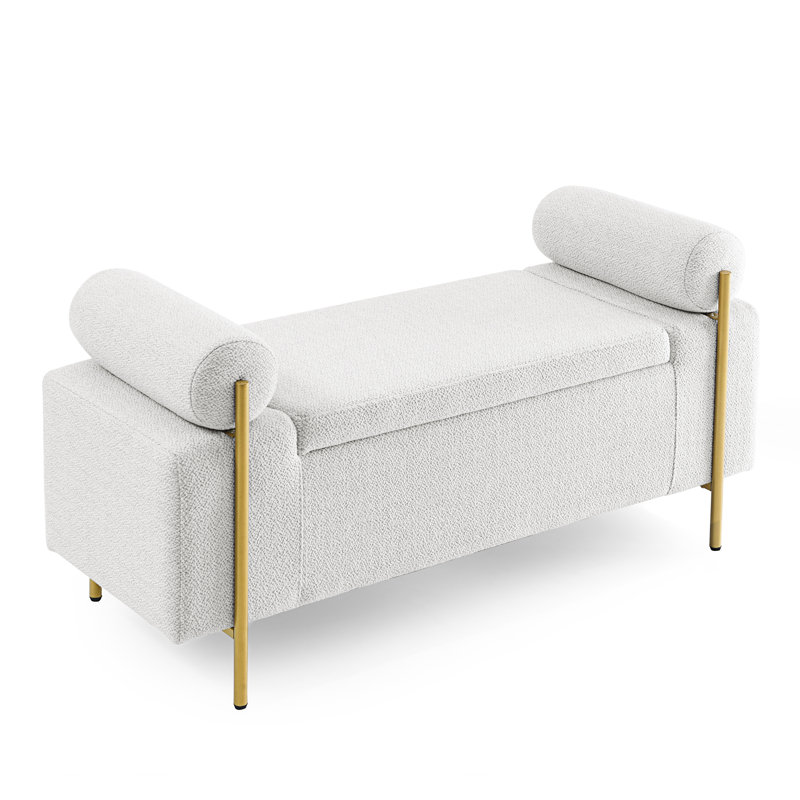 Ailsa Velvet Upholstered Storage Bench, White
