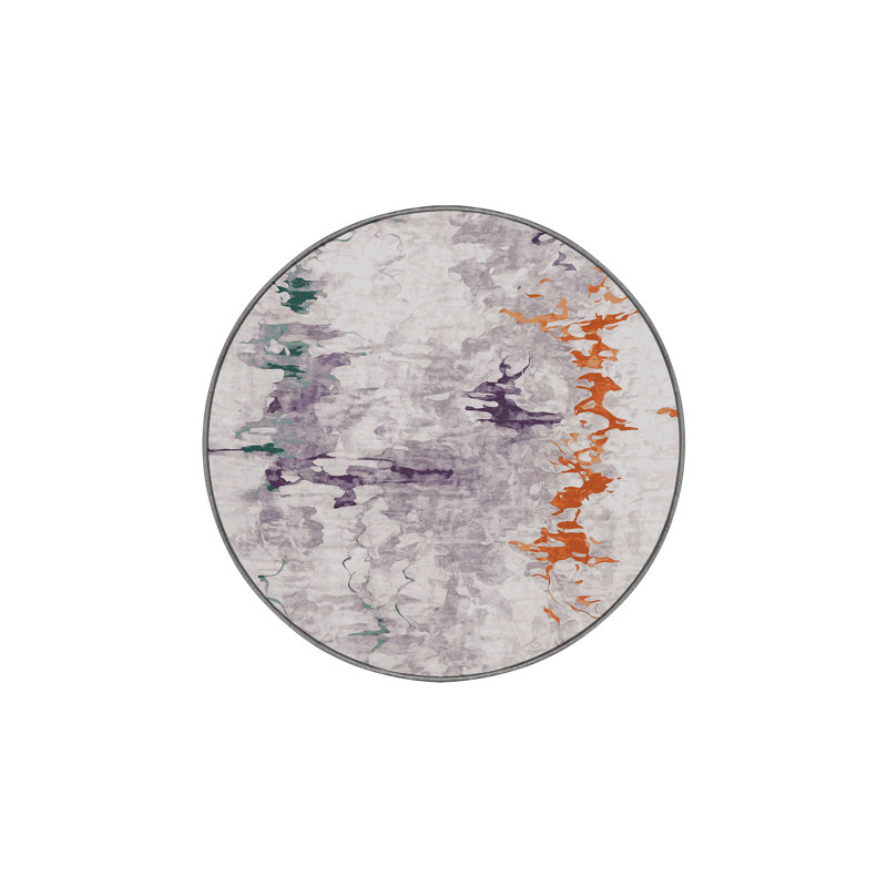 Tapis gris lavable à la machine, Rond 6 pi