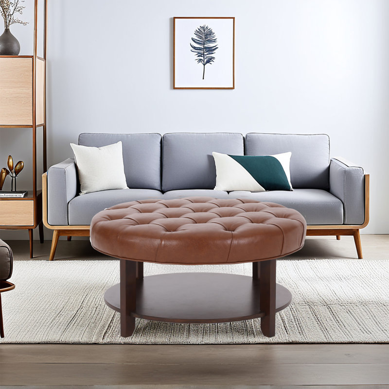 Repose-pieds en faux cuir, Marron clair