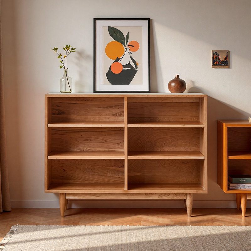 Bibliothèque en bois massif de style nordique, (3 tablettes) H 35,43 po x l 47,24 po x P 14,96 po