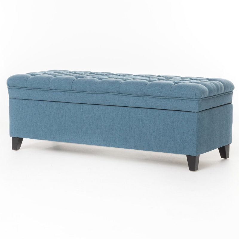 Blue Fabric Storage With Construction And Birch Legs - Living Room Piece Leg 51.27d X 20.97w 18.30h, Blue