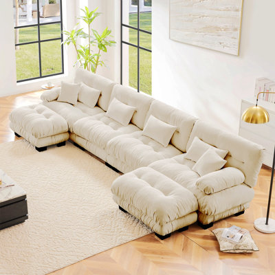 Canapé modulaire à combinaison libre, canapé en forme de U pour le salon, canapé confortable à 4 places avec 2 repose-pieds, chenille