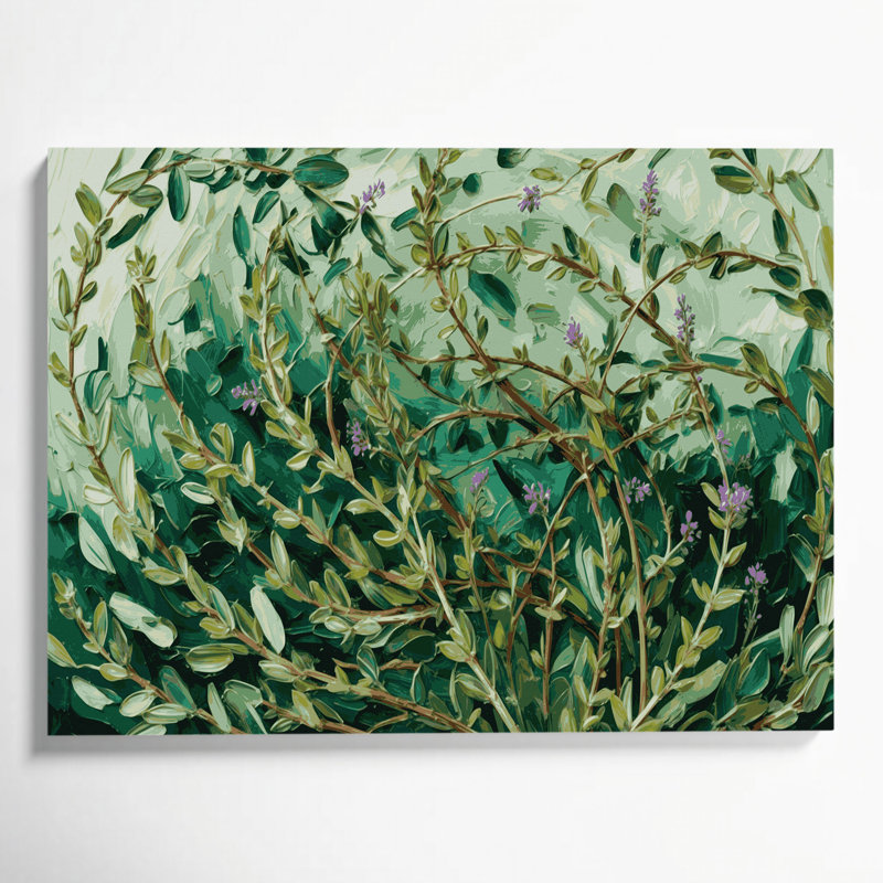 Art mural sur toile vert thym botanique