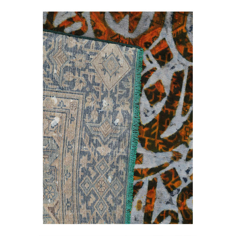 Tapis fin de calligraphie persane noué à la main 6 pi 3 po x 9 pi 6 po