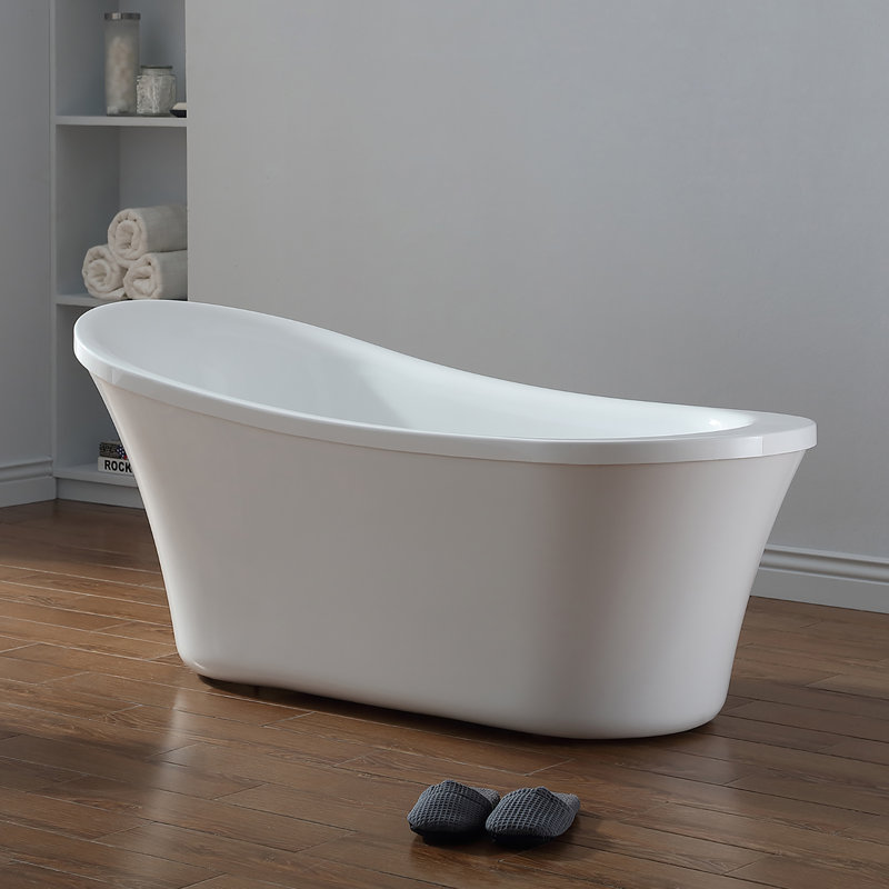 Zeya 65'' x 29.13'' Freestanding Soaking Acrylic Bathtub