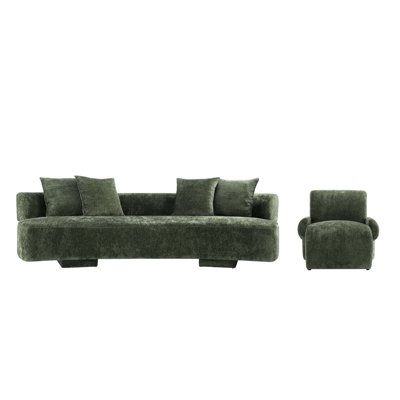 Ensemble de canapé et chaise d'appoint en chenille moderne 2 pièces Giovei
