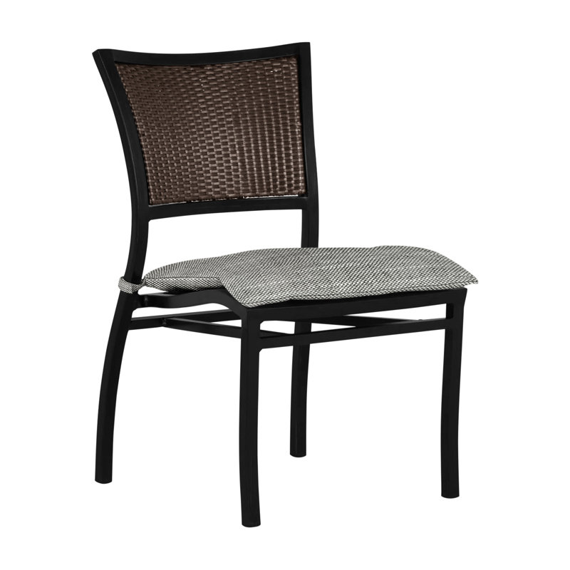 Aire Patio Dining Side Chair with Cushions, No Welt, Rollo Silver