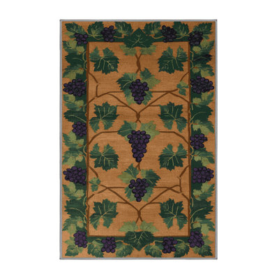 Machine Washable Botanical Brown Area Rug